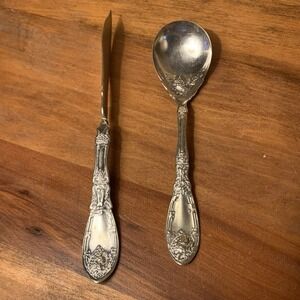 Vintage 1881 Rogers A1 Silverplate LA VIGNE GRAPE Pattern Sugar Spoon & Butter